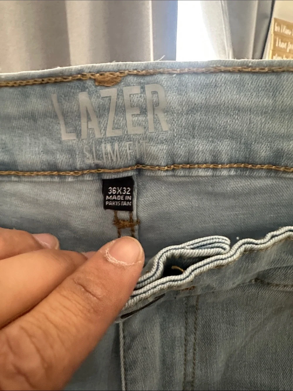 Slim Straight Light Blue Men’s Jeans - Distressed Finish